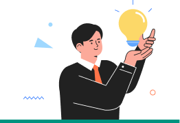 아이디어 전구를 바라보는 일러스트